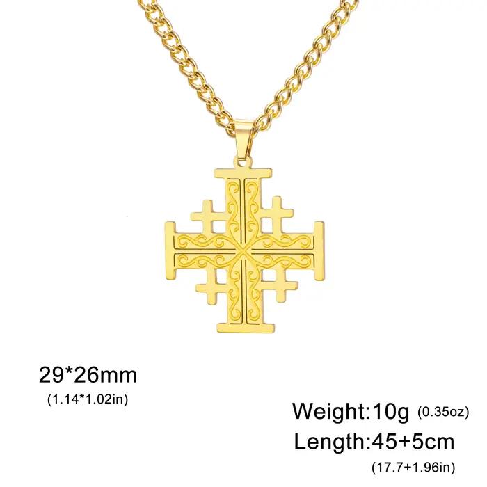 Dreamtimes classique croix en acier inoxydable jérusalem croisé templier pendentif collier pour femmes hommes déclaration chrétienne bijoux