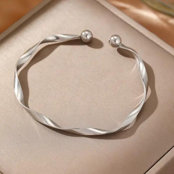 Bracelet Double couche en argent Sterling 925 pour femmes et filles, bracelets à nœud irrégulier, no