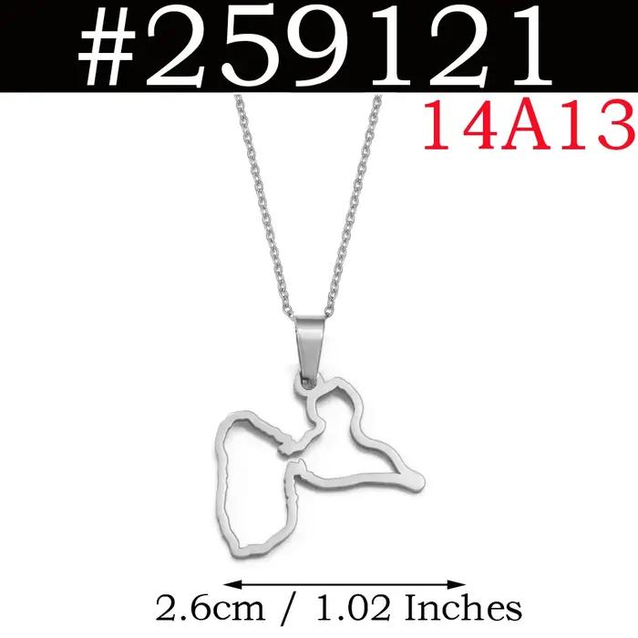 Collier pendentif carte de la Guyane française 973, Guadeloupe, Mayotte, 1 pièce, pour femme, bijoux en acier inoxydable # 593762