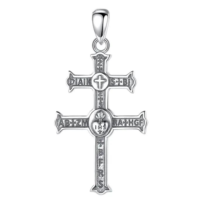 Eudora réel 925 en argent Sterling croix de Lorraine collier Vintage amulette pendentif femmes homme