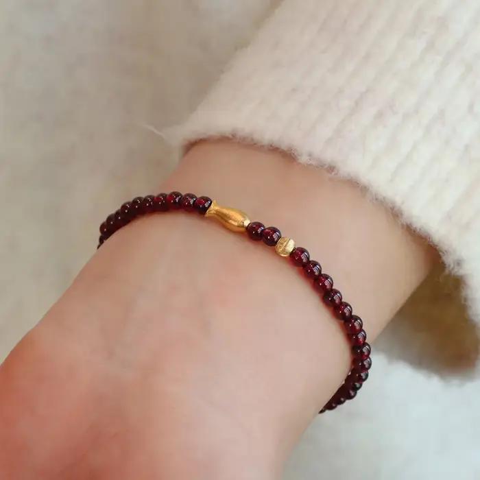 Bracelet en grenat Ruifan 3MM avec jade aqua et agate