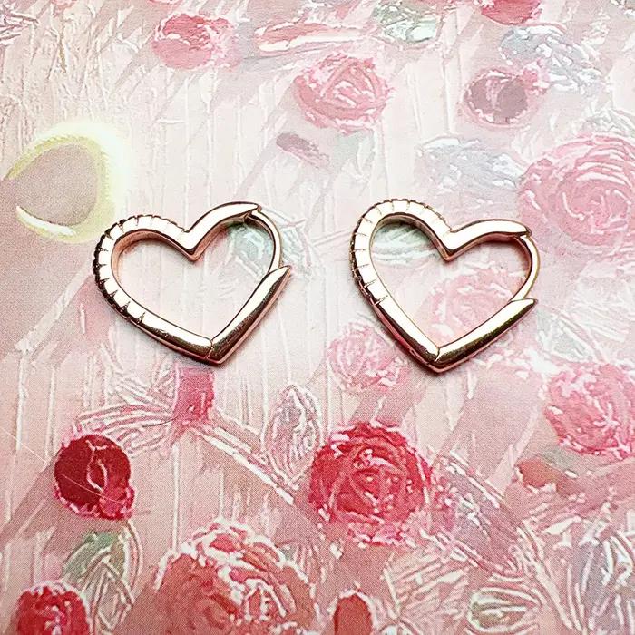 Boucles d'oreilles en forme de cœur en or Rose pour femmes