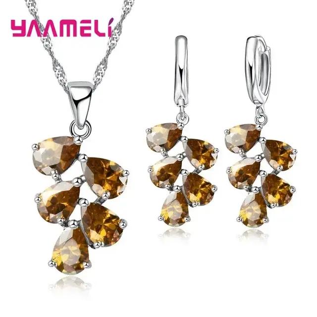 Ensembles de bijoux en argent regardé 925 pour femmes