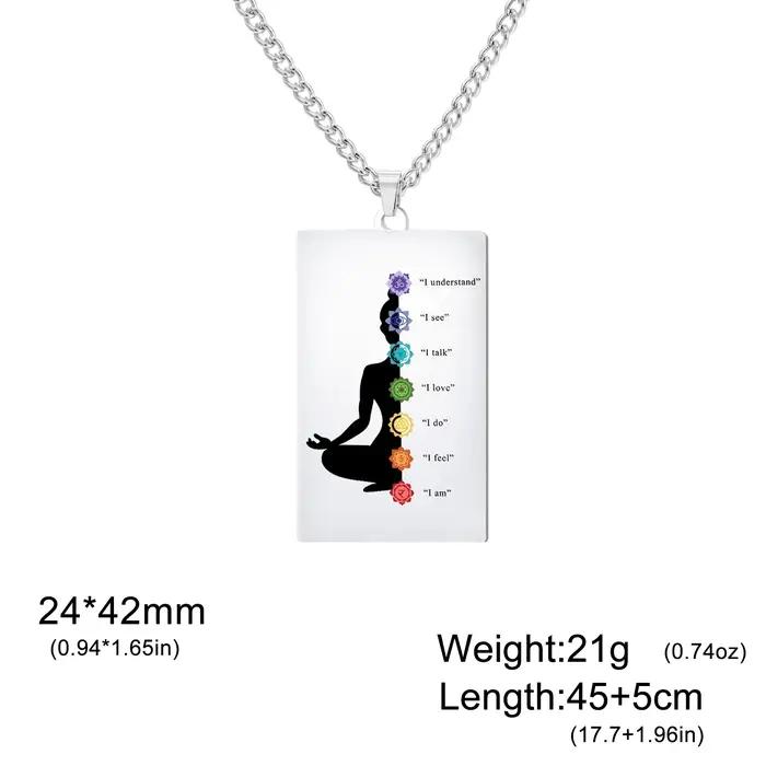 Collier 7 chakras, pendentif de méditation yoga