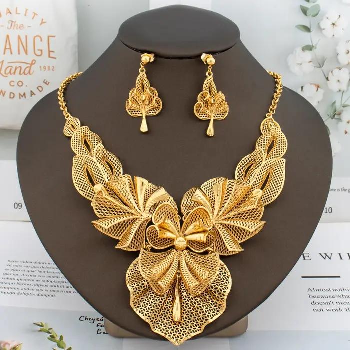 Ensemble de bijoux de luxe plaqué or pour femme