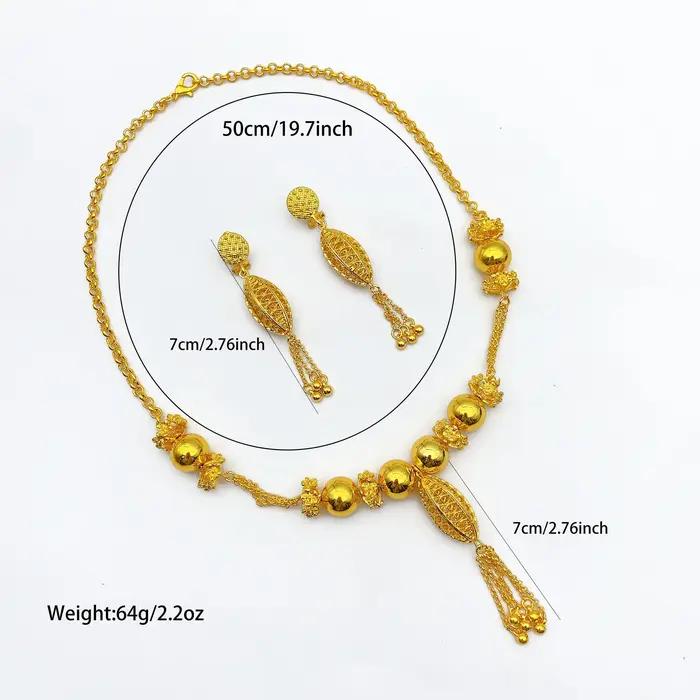 Ensemble de bijoux africains ANIID collier et boucles d'oreilles plaqués or pour mariage et occasions spéciales femmes