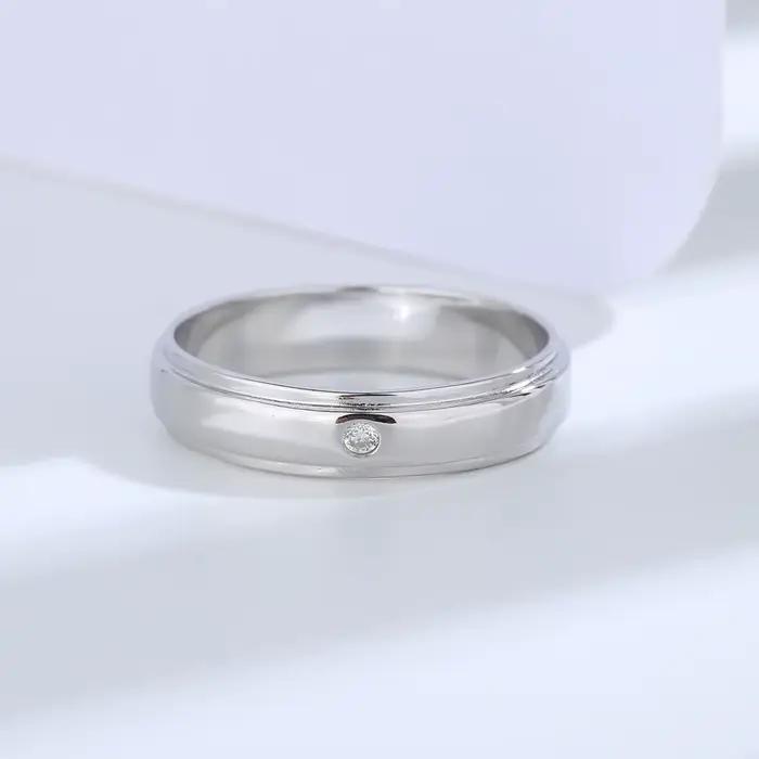 Buyee 925 bague de couple en argent Sterling blanc Zircon