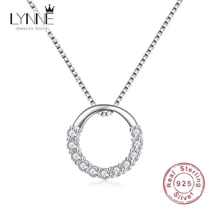 Colliers avec pendentif rond en argent Sterling 925 et Zircon pour femmes, bijoux fins, Semi-strass,