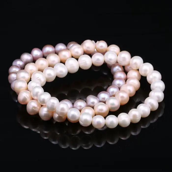 Bracelet de Perles d'Eau Douce pour Femme, Nouveaux Bijoux Fins, Cadeaux, 7-8mm