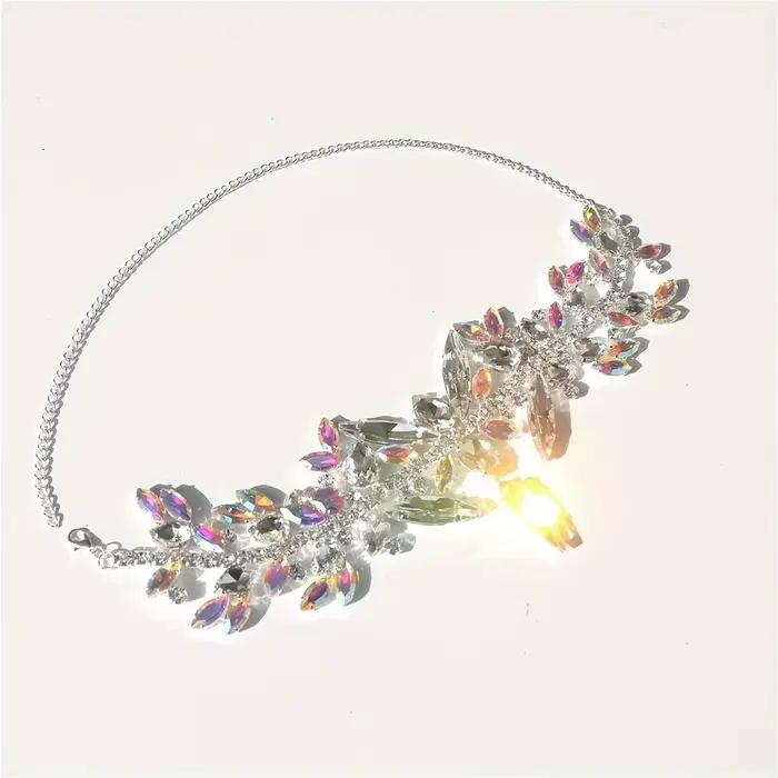 Collier ras du cou de luxe pour femme, grand collier en cristal coloré exagéré, collier de déclarati