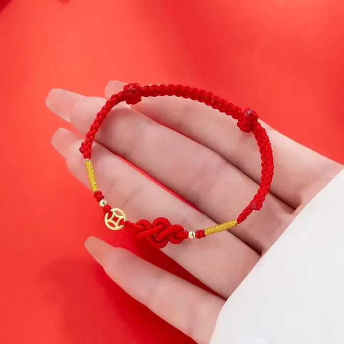 Bracelets en corde rouge avec nœud porte-bonheur Simple pour femmes et hommes