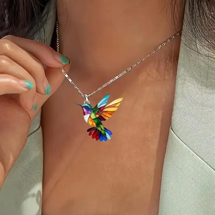 Colliers colorés de boucles d'oreilles d'oiseau de colibri