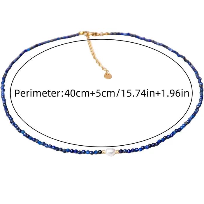 Collier en pierre naturelle lapis lazuli à facettes bleues classique pour homme et femme pour toutes les occasions spéciales