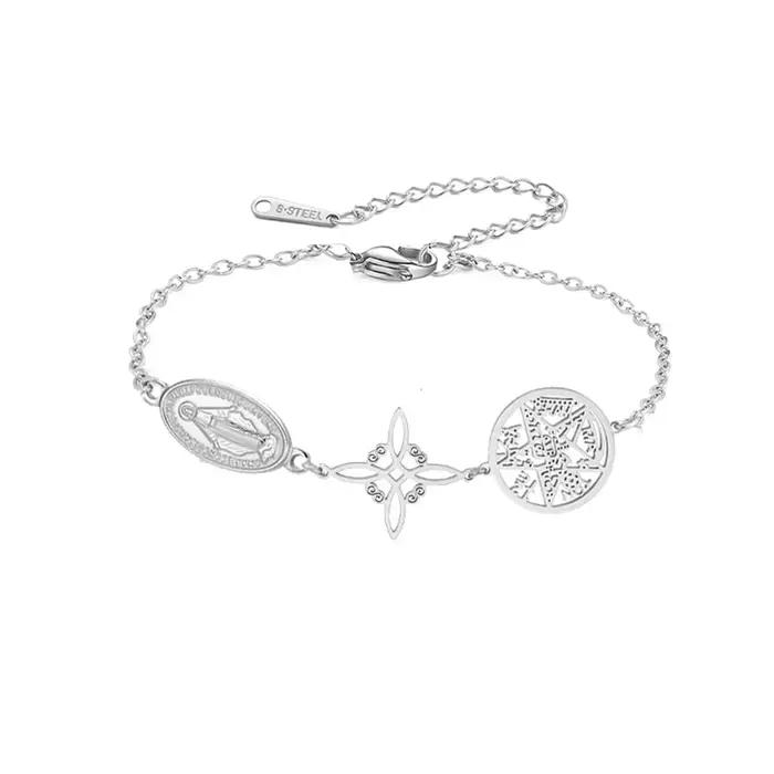 HIPEE Saint Benoît Sorcière Noeud Pentagramme Tetragrammaton Bracelet En Acier Inoxydable Bijoux De Mode