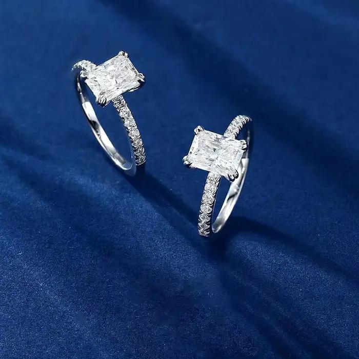 Rrjzz – bague de fiançailles en zircone cubique pour femmes, coupe rayonnante, plaqué or 14 carats, argent, mariée, mariage, diamant de laboratoire CZ, bijoux cadeau