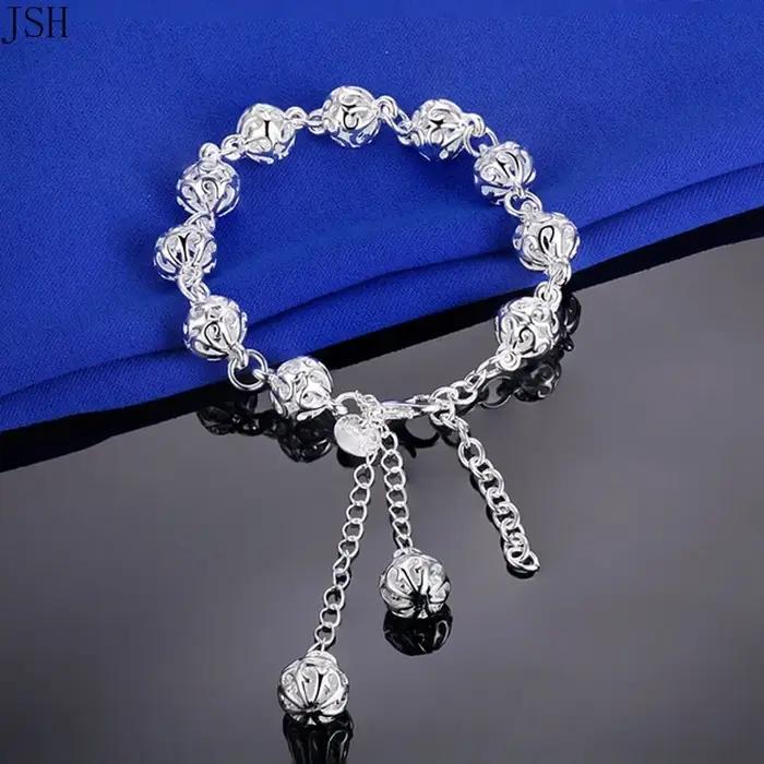 100% 925 argent Sterling beaux Bracelets haut Noble jolie mode fête de mariage mignon dame belle boule femmes Bracelet bijoux