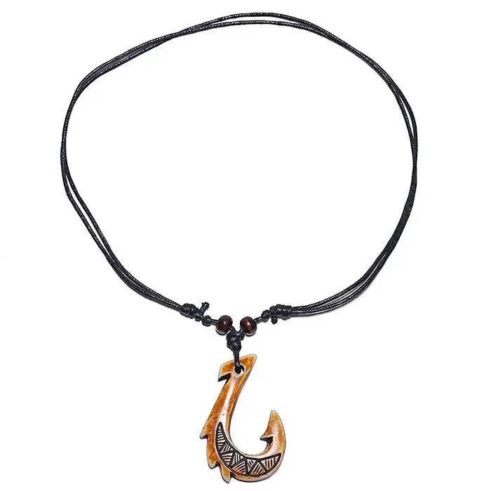 Collier d'hameçon Maori de nouvelle-zélande, pendentif d'hameçon pour homme, ras du cou, bijoux rétro, Imitation polynésienne, Maui, amulette