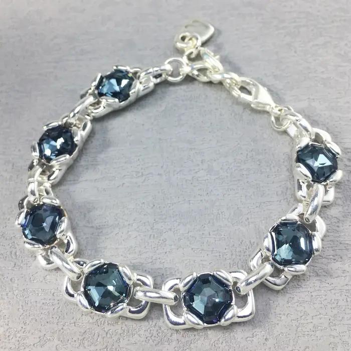 Bracelet en cristal quadrilatère coloré style palais scintillant accessoire pour femme soirée gala mariage anniversaire