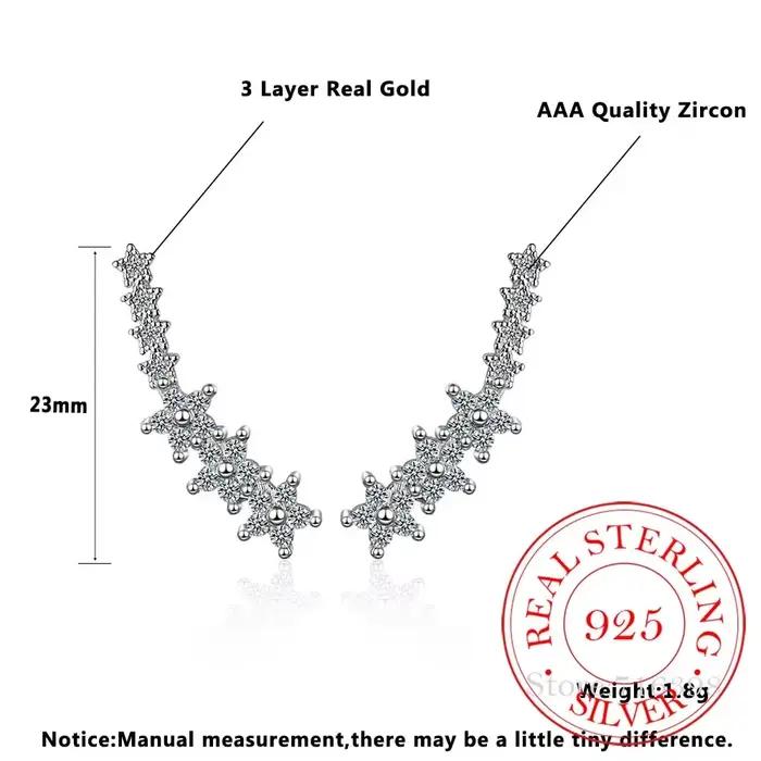 Boucles d'oreilles étoile en cristal en argent Sterling 925 pour femmes, cadeau de fête, bijoux hypoallergéniques en argent Sterling
