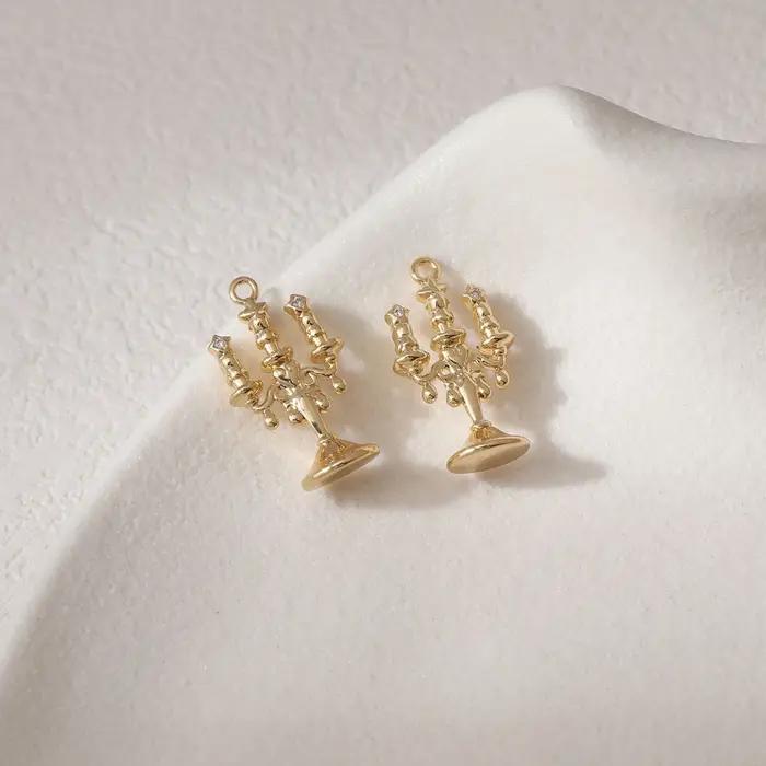 2 pièces 14K plaqué or Vintage palais bougie pendentif boucles d'oreilles colliers résultats bijoux