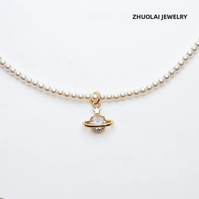 Collier Pendentif Perle Femme Luxe Minimaliste Qualité Chaîne Clavicule Haut de Gamme Simple