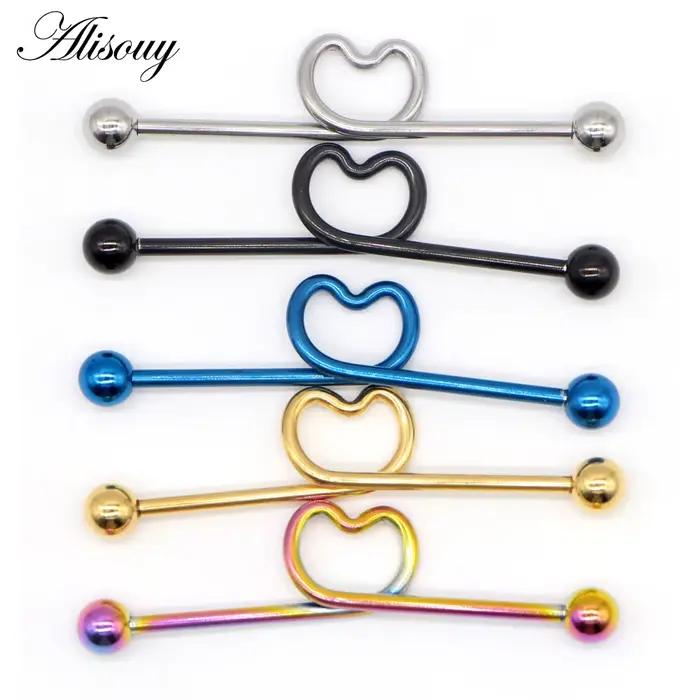 Alisouy 1 PC ZigZag vague acier chirurgical haltère industriel Piercing échafaudage barre Cartilage boucles d'oreilles Orelha Piercing corps bijoux