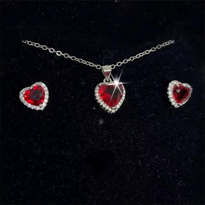 CC – ensemble de bijoux en forme de cœur pour femmes