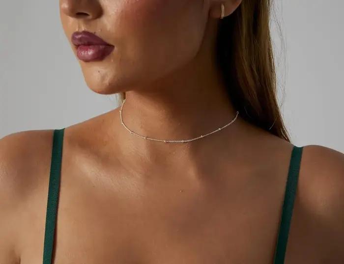 Collier ras du cou Satellite en acier inoxydable plaqué or/argent 14K