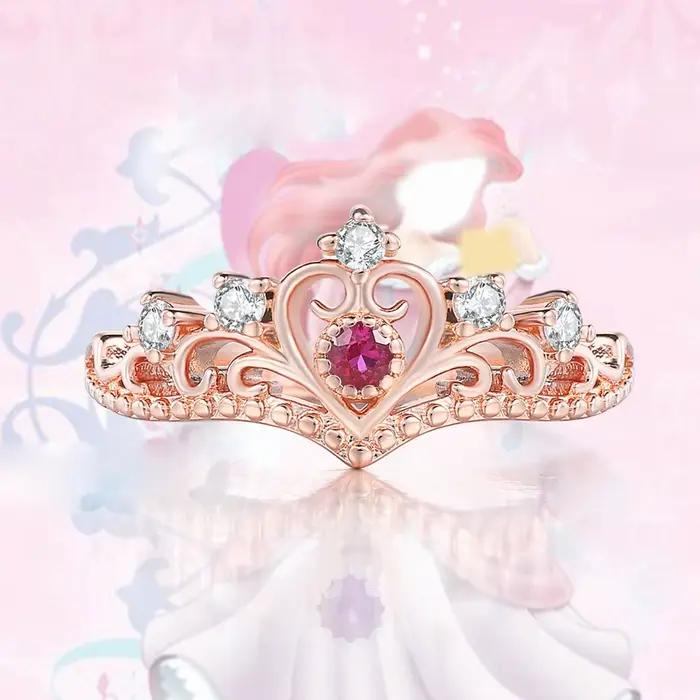 Bagues délicates en forme de couronne de princesse pour adolescentes et femmes, bijoux de luxe en cristal Moissanite, bague de conte de fées Vintage, bijoux de noël KBR212
