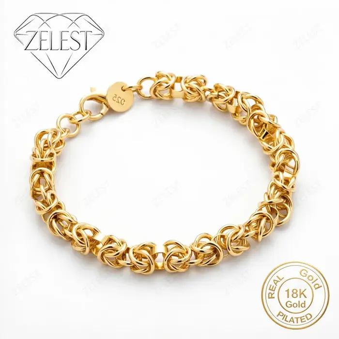 Bracelet tressé plaqué or 18 carats élégant pour hommes et femmes pour mariages et fêtes occasions spéciales