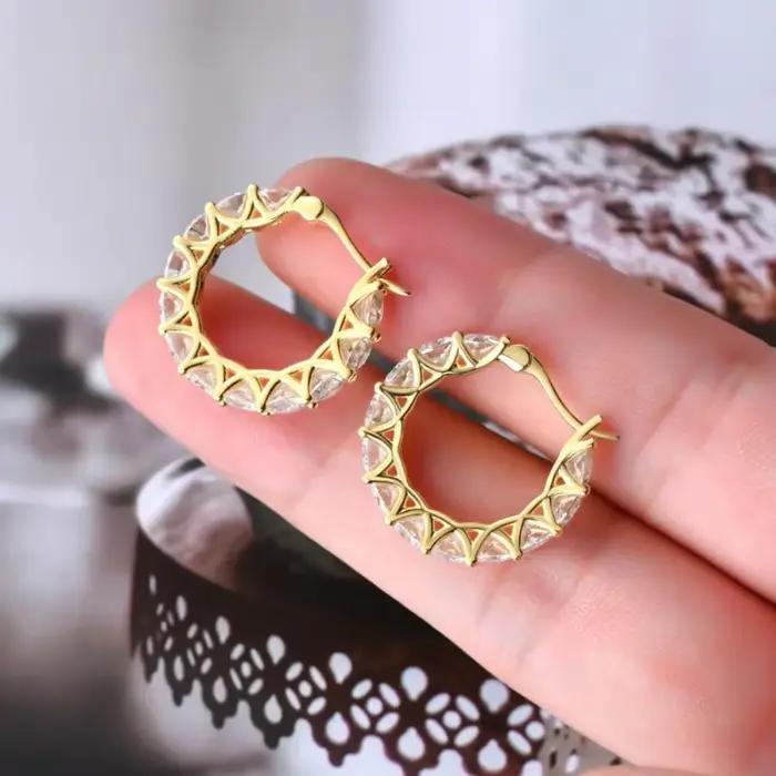M-JAJA Moissanite boucles d'oreilles pour femmes 18K plaqué or blanc 925 en argent Sterling diamant boucle d'oreille de mariage bijoux à la mode