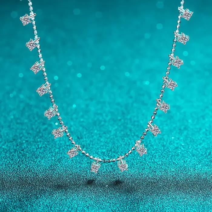 Puremax-Collier Moissanite pour Femme, Argent S925, Diamant Moissanite, Réel Brcorporelle Premium, Bijoux Fins de ix, 3ct, 9ct
