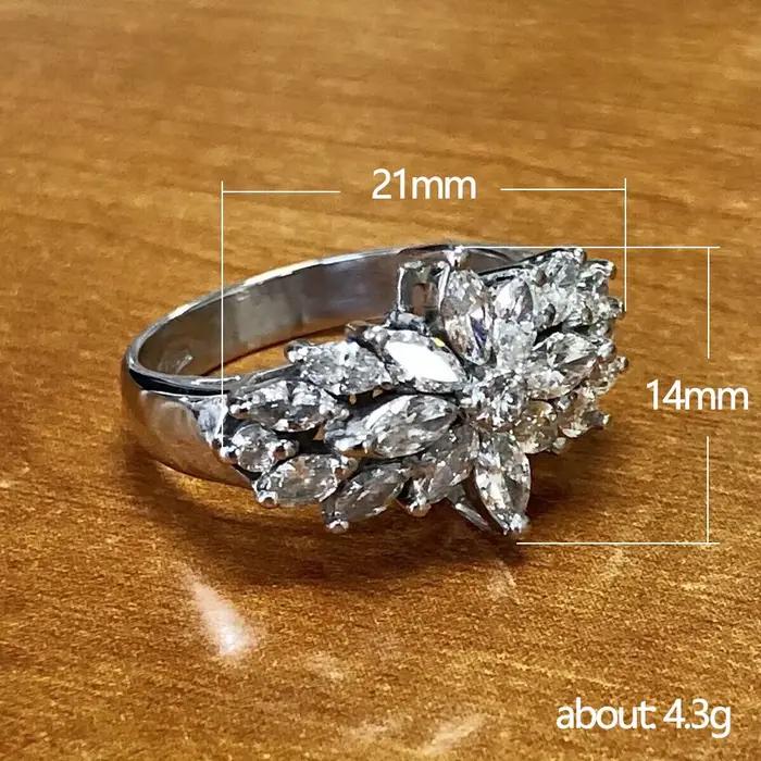 Bague pour femmes en laiton et zircone cubique design floral géométrique pour fête et usage quotidien