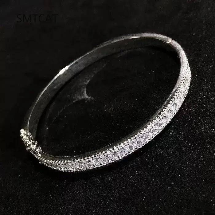 Bracelet Moissanite complet pour femmes, 2mm, en argent Sterling S925, plaqué or 18 carats, couleur D, diamant de laboratoire, bijoux cadeaux de mariage