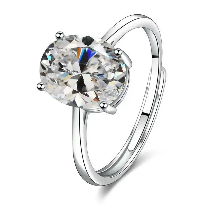 Ensemble de bijoux pour femmes en argent sterling 925 : bague ovale en zircon taillée en diamant, co