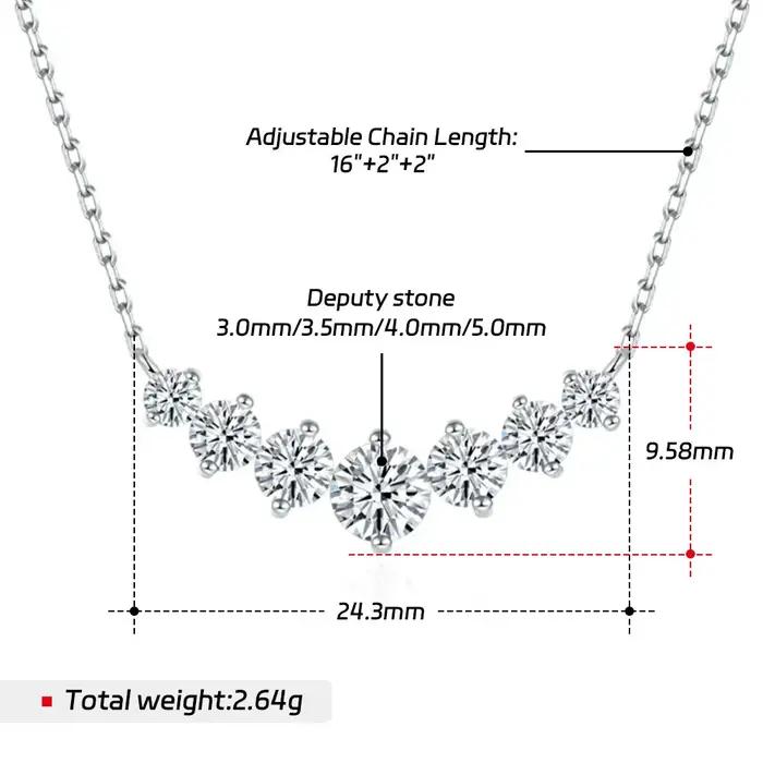 Collier sourire en argent sterling 925 avec moissanite pour femmes romantique et mignon cadeau occasion spéciale