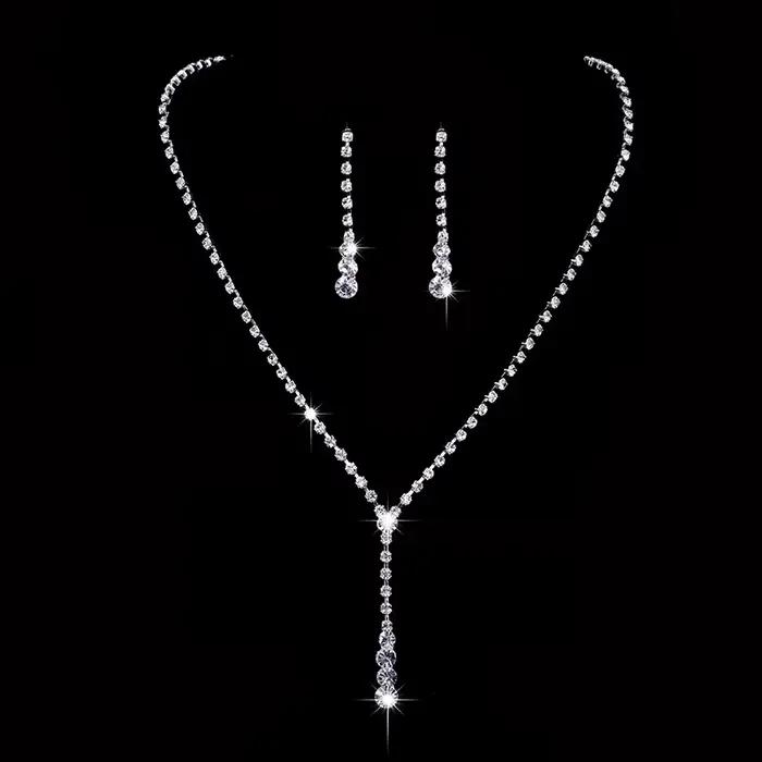 Ensemble de bijoux de mariée en cristal, classique et élégant, strass brillants, mode robe de mariée