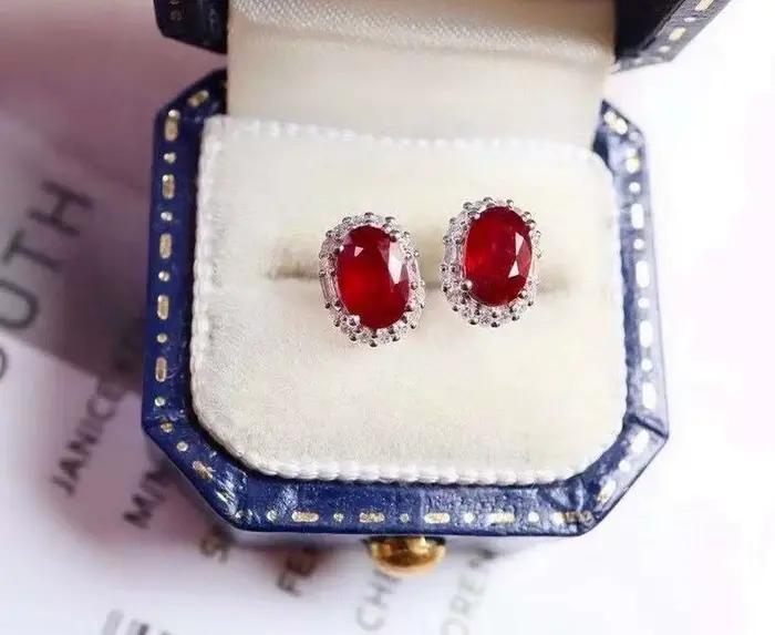 Bijoux de fête pour femmes, boucles d'oreilles de luxe en rubis naturel et véritable, en argent 100%, nouvelle collection 925