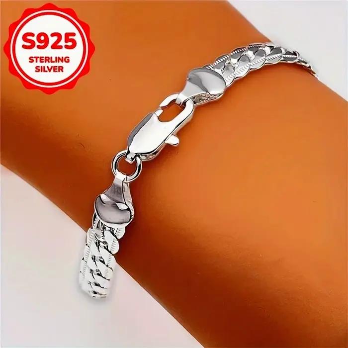 Bracelet chaîne cubaine en argent sterling 925