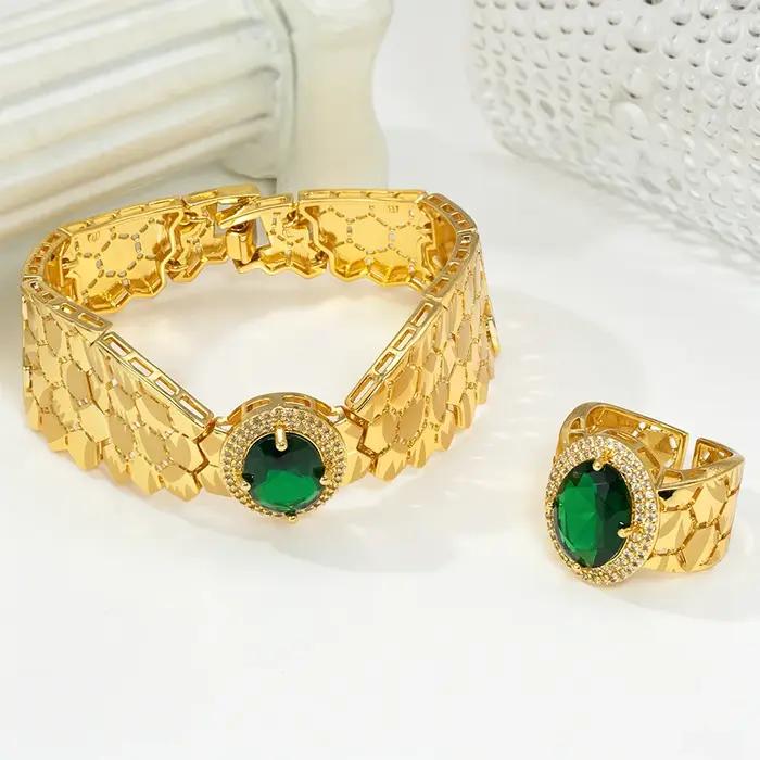 GZJPEI 2026 Nouvel ensemble de bijoux en zircon vert