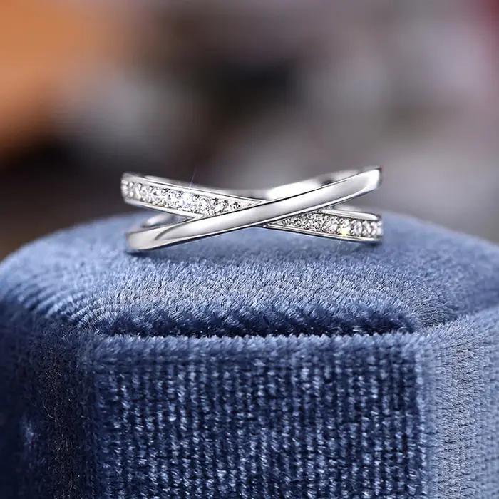 Huretailers-Bague en argent avec croix pour femme