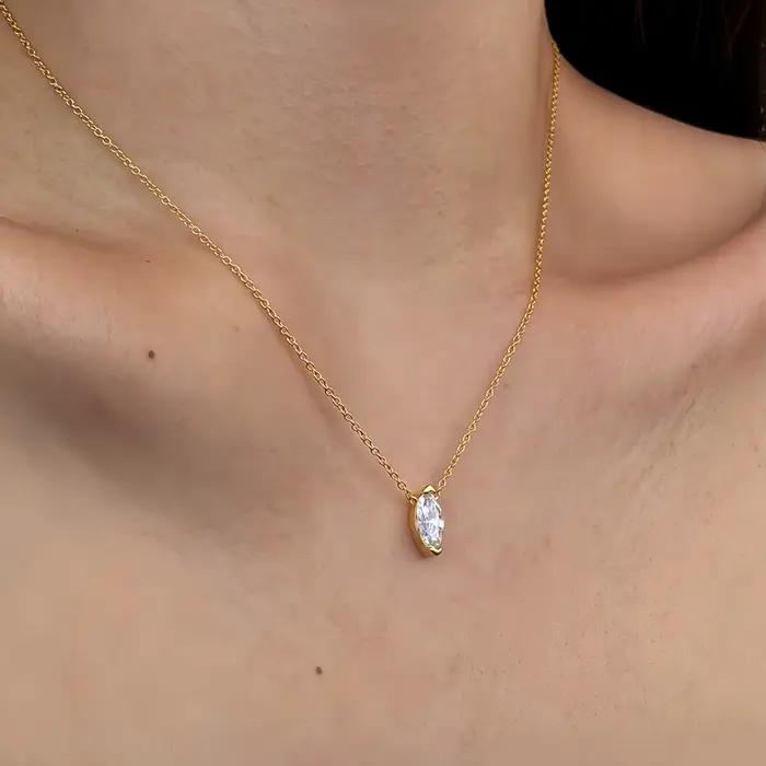 Lnkry – collier Moissanite taille Marquise pour femmes