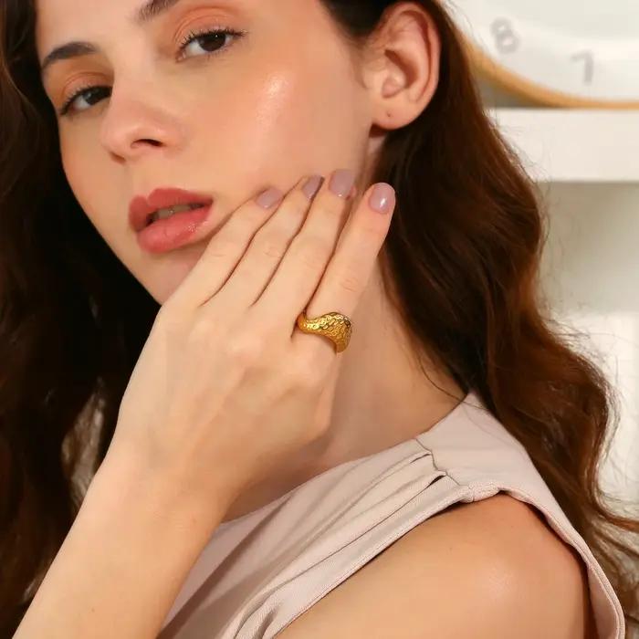 E.B.belle-Bague plaquée or 18 carats pour femme