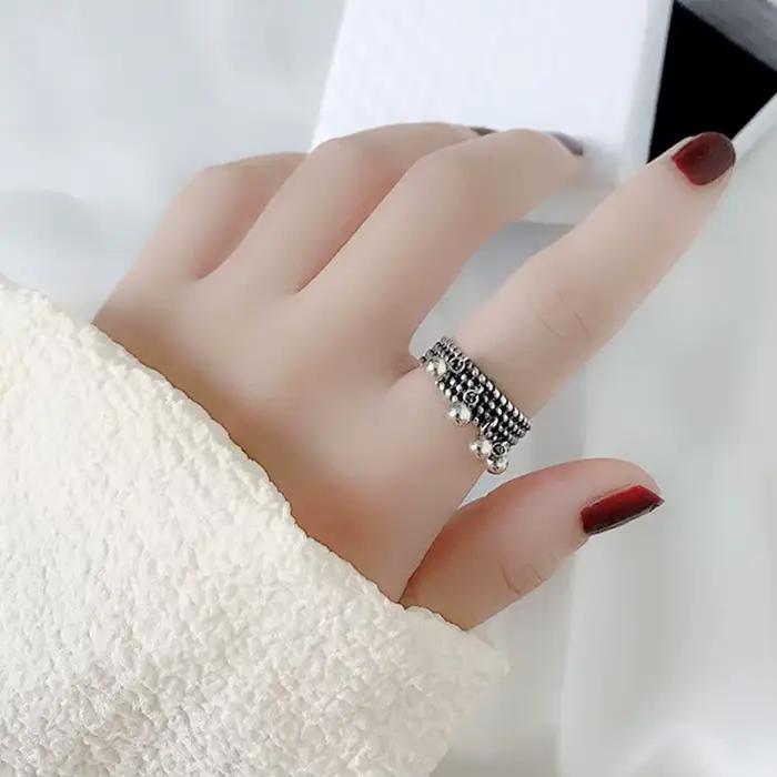 Nouveauté : Bagues pour femme en argent sterling 925 avec perles à surface lisse