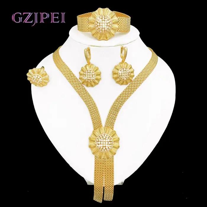 GZJPEI 2025 nouveau Dudai femmes ensemble de bijoux brillant zircon cubique haute qualité 18K plaqué or