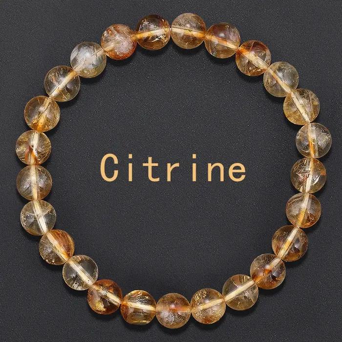 AAAAA 4/6/8mm bijoux chanceux Citrines naturelles Bracelet Citrine cristal pierre perle Bracelet pou