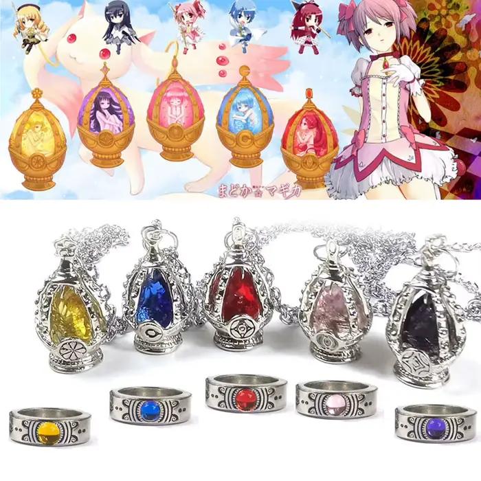 Ensemble de bijoux Magic Girl Anime collier et bague avec pendentif Soul Core pour femmes occasions spéciales