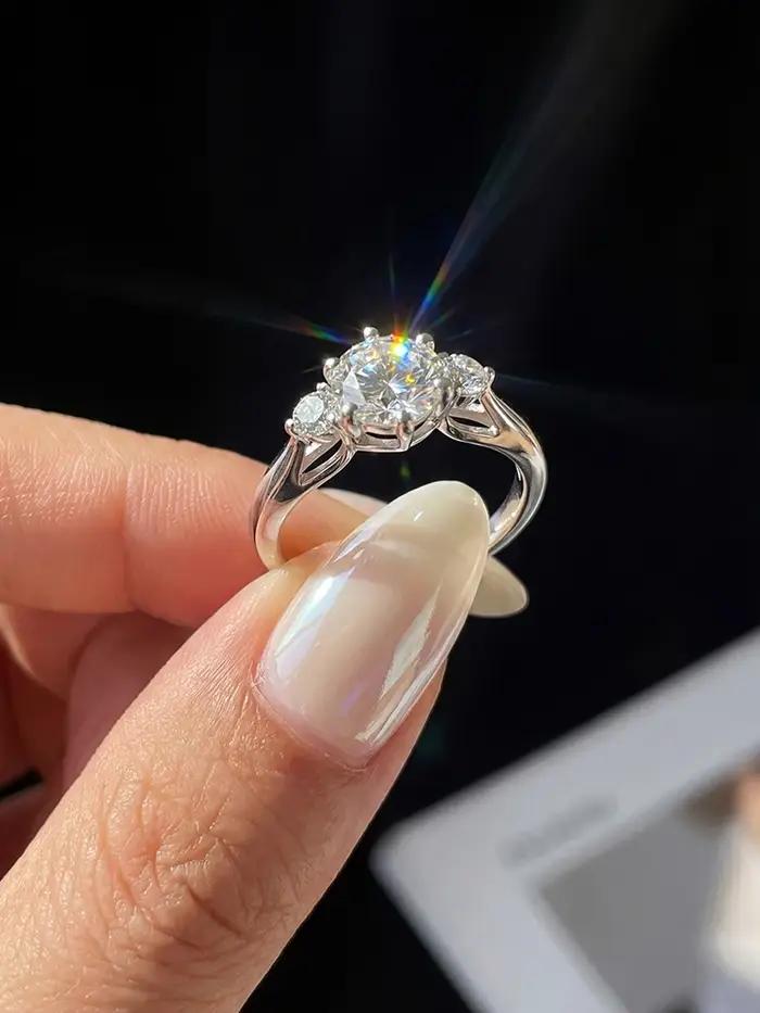 Bague ronde en diamant Moissanite 1CT pour femmes