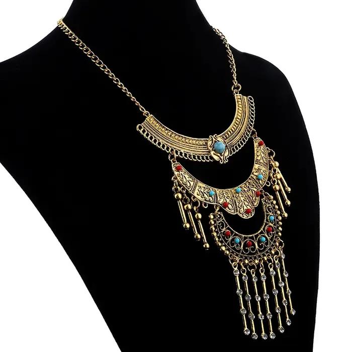 Maxi collier ras du cou bohème multicouche pour femme