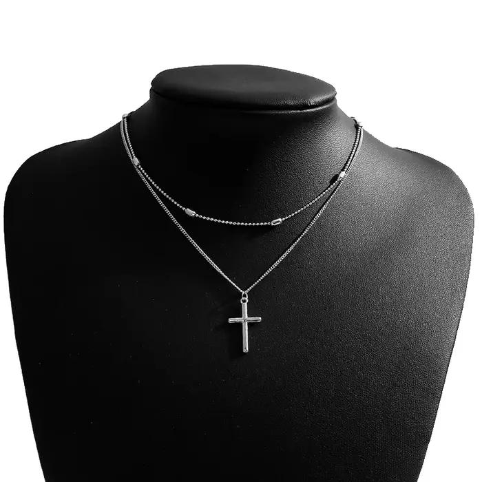 Collier pendentif croix romantique pour femmes